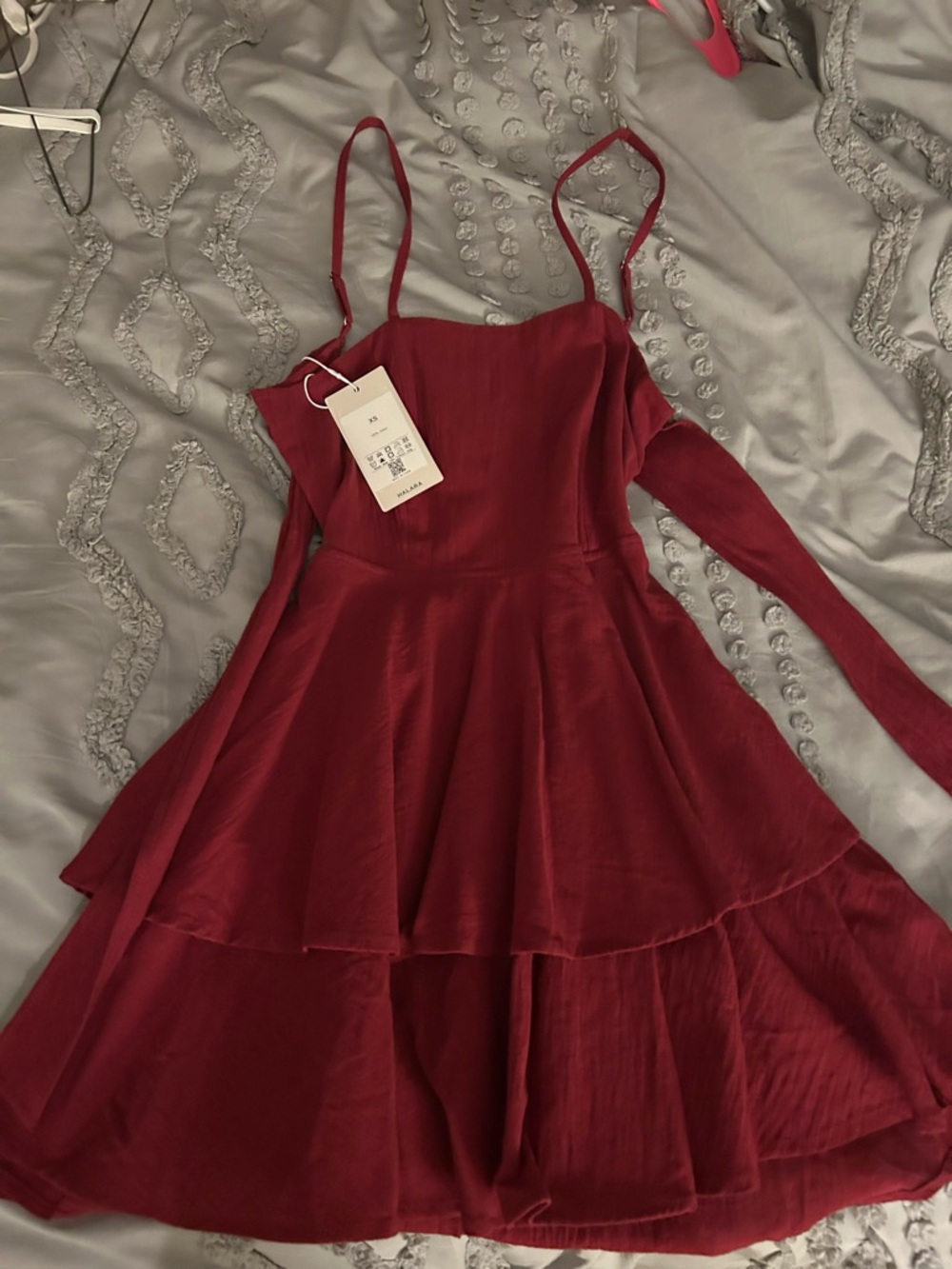 Halara Red Tiered Spaghetti-Strap Dress